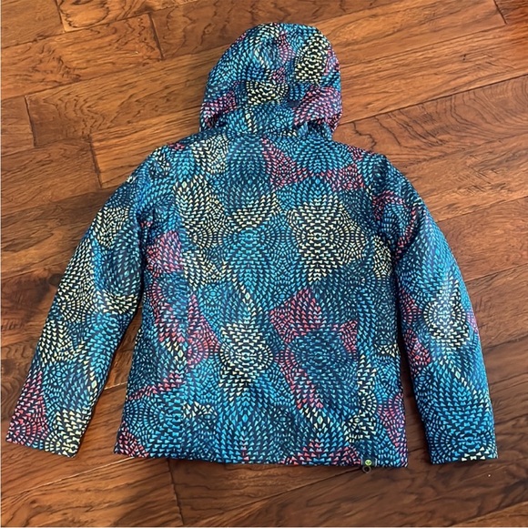 ROXY size 14 ski coat Navy with Lime Green liner - Picture 3 of 4